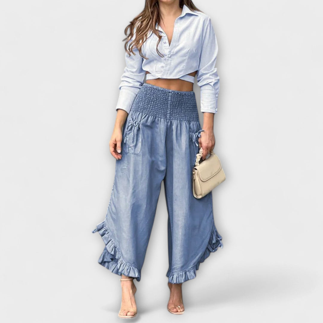 Jaya – Pantalón de lino relajado con pliegues modernos