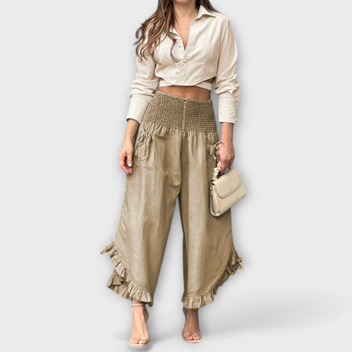 Jaya – Pantalón de lino relajado con pliegues modernos