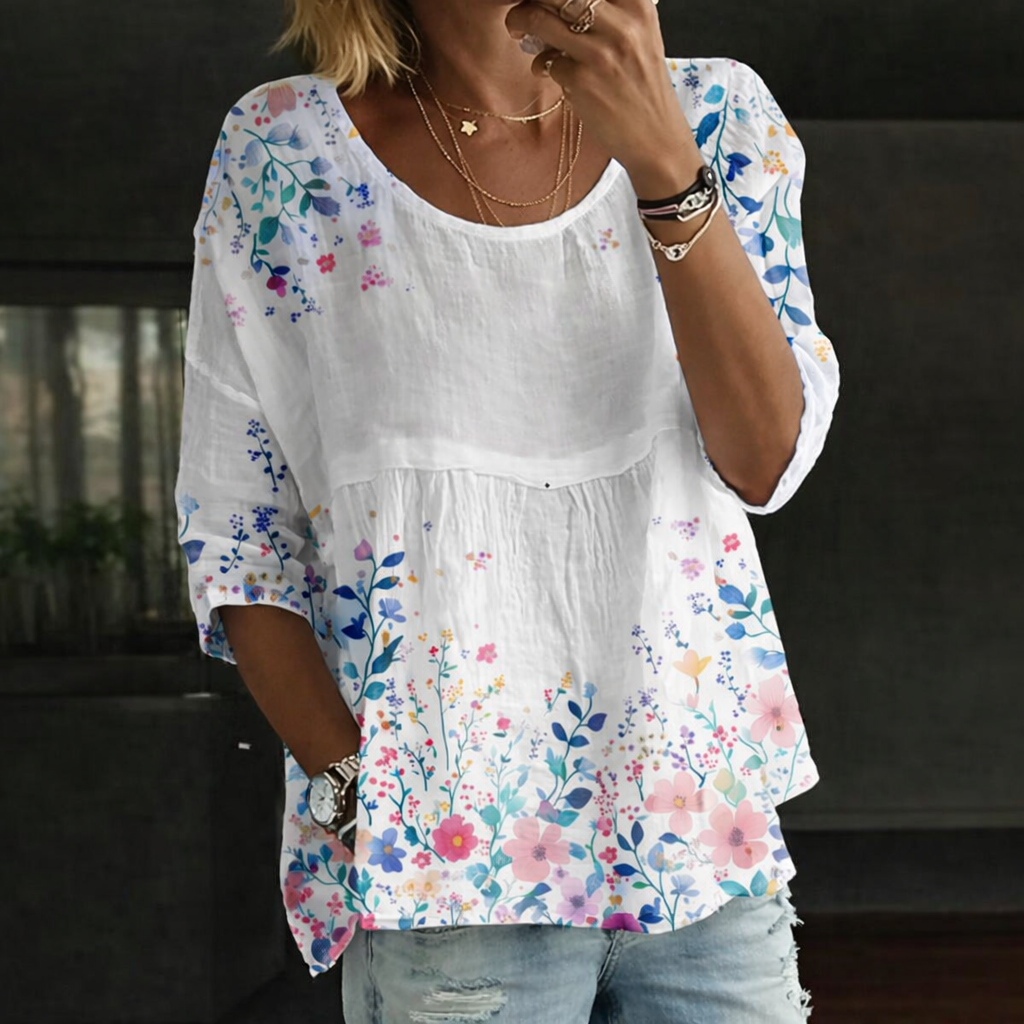 Blusa Patchwork Bordada de Flores