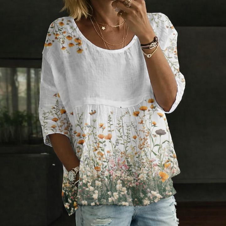 Blusa Patchwork Bordada de Flores