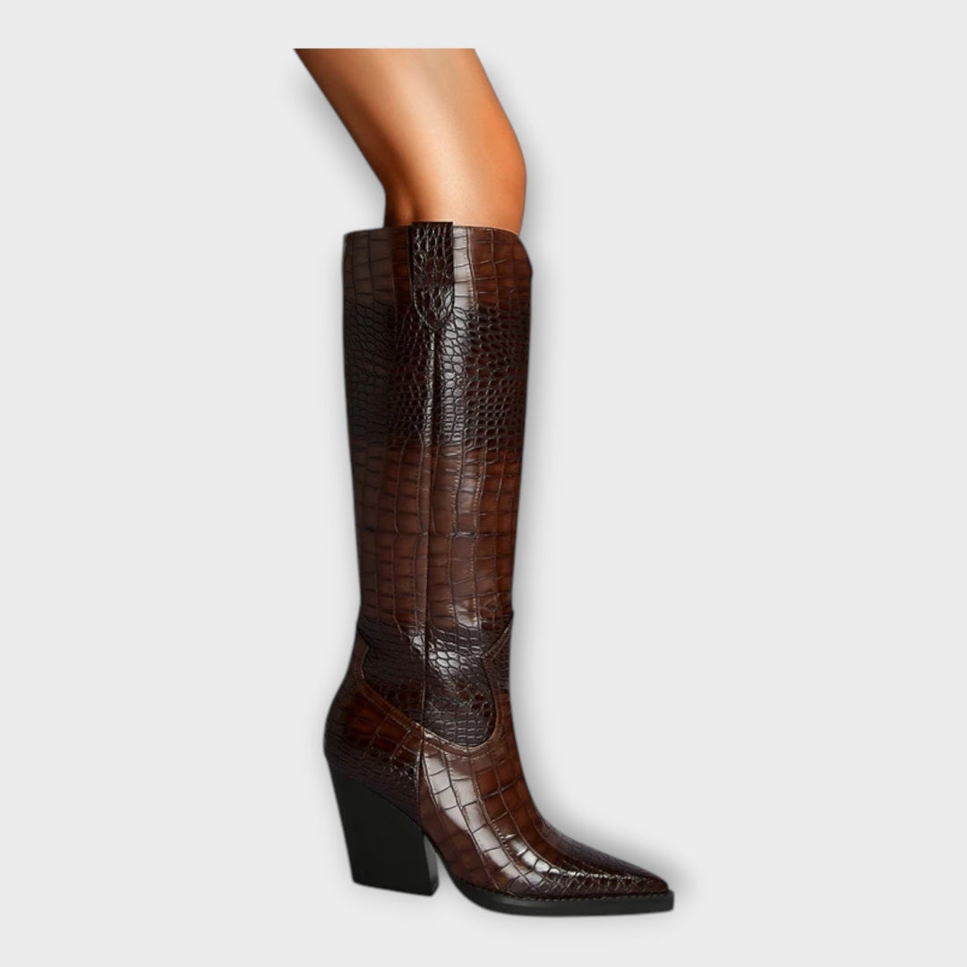 Botas con diseño de cocodrilo y tacón elegante