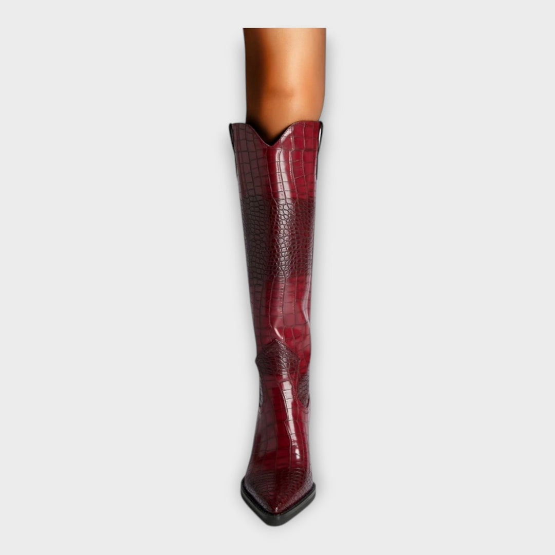 Botas con diseño de cocodrilo y tacón elegante