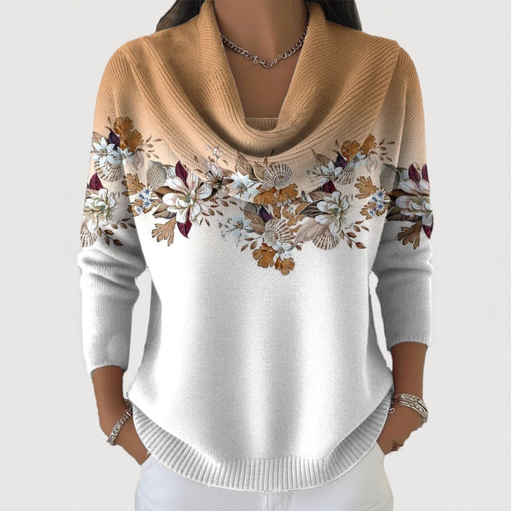 Matilde | Jersey floral con cuello suave y drapeado