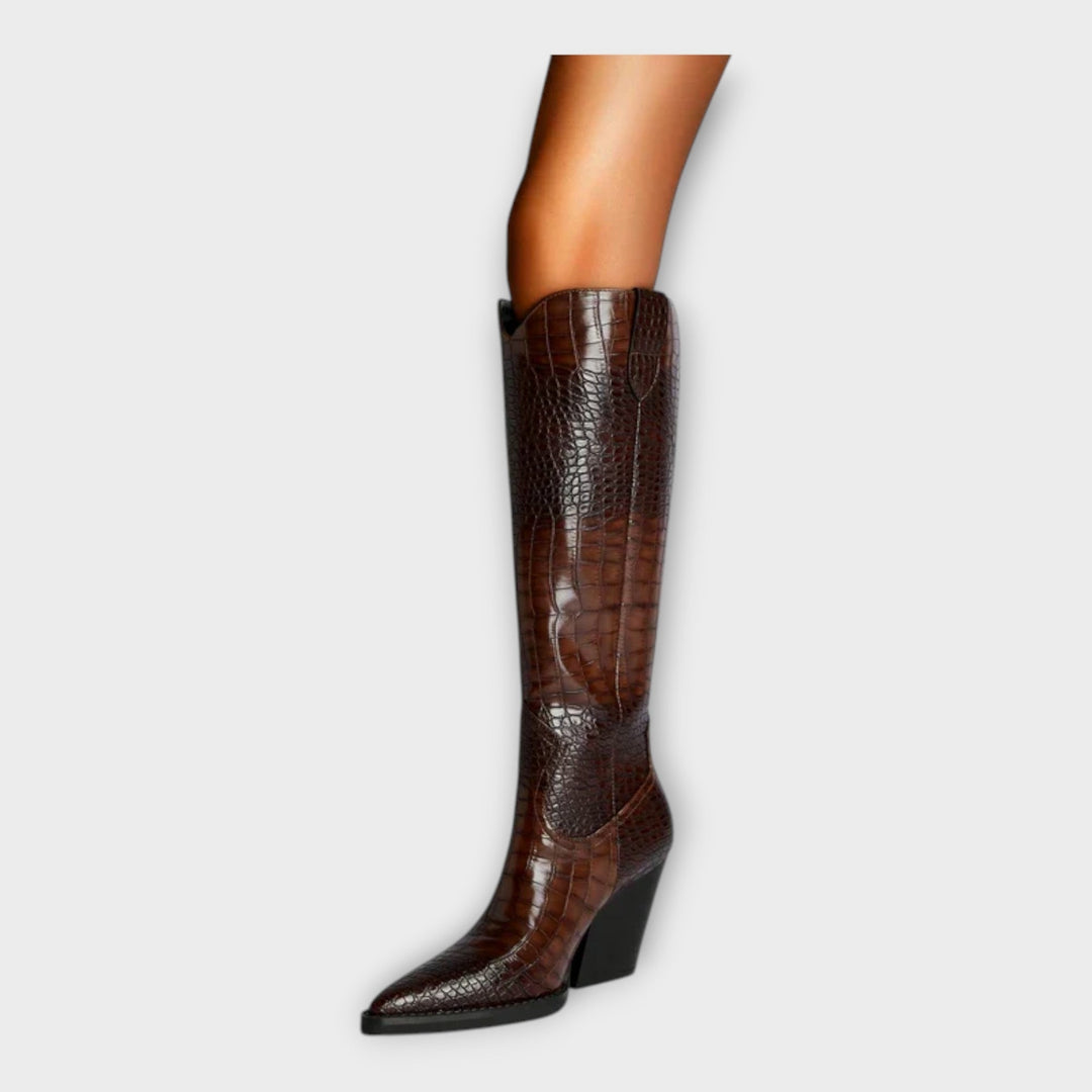 Botas con diseño de cocodrilo y tacón elegante