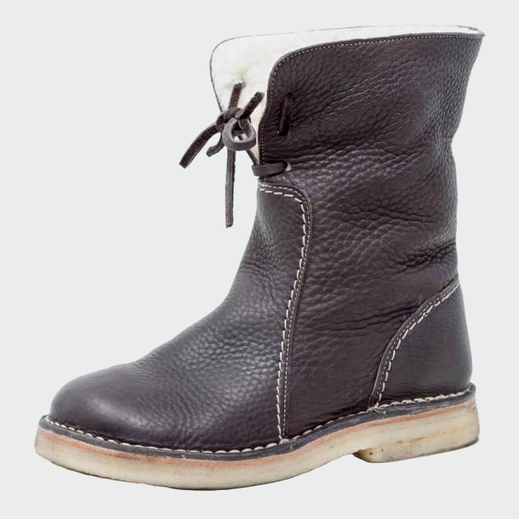 Botines de cuero impermeables con forro de lana