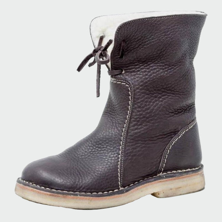 Botines de cuero impermeables con forro de lana