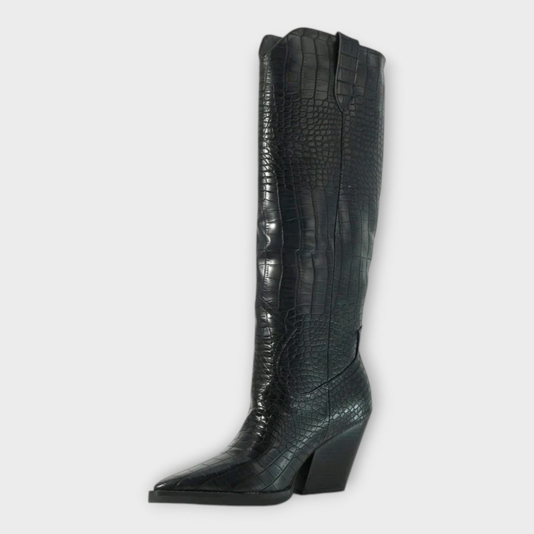 Botas con diseño de cocodrilo y tacón elegante
