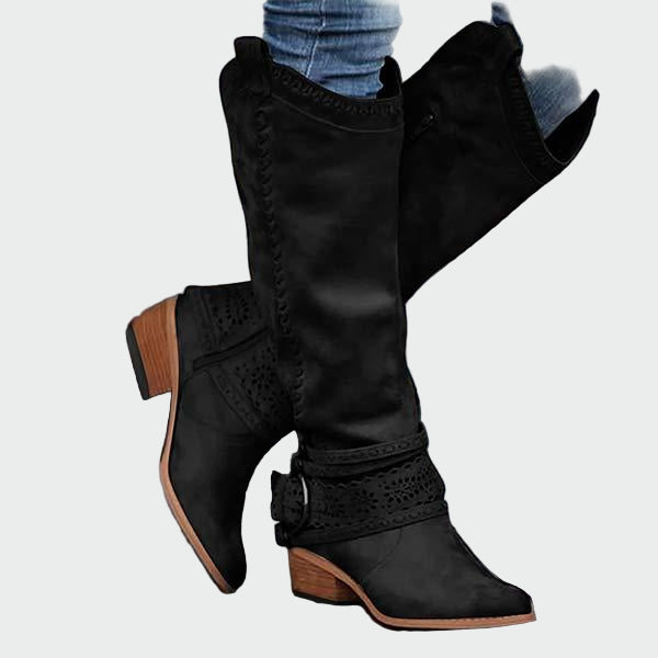 Botas de cuero estilo vaquero retro